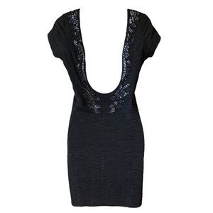 Free People Black Backless Sequin Embellished Mini Dress